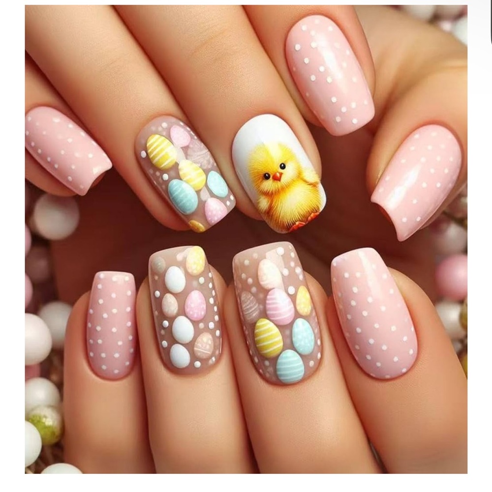 Easter Egg and Chick Nail Art Set.. fake nails